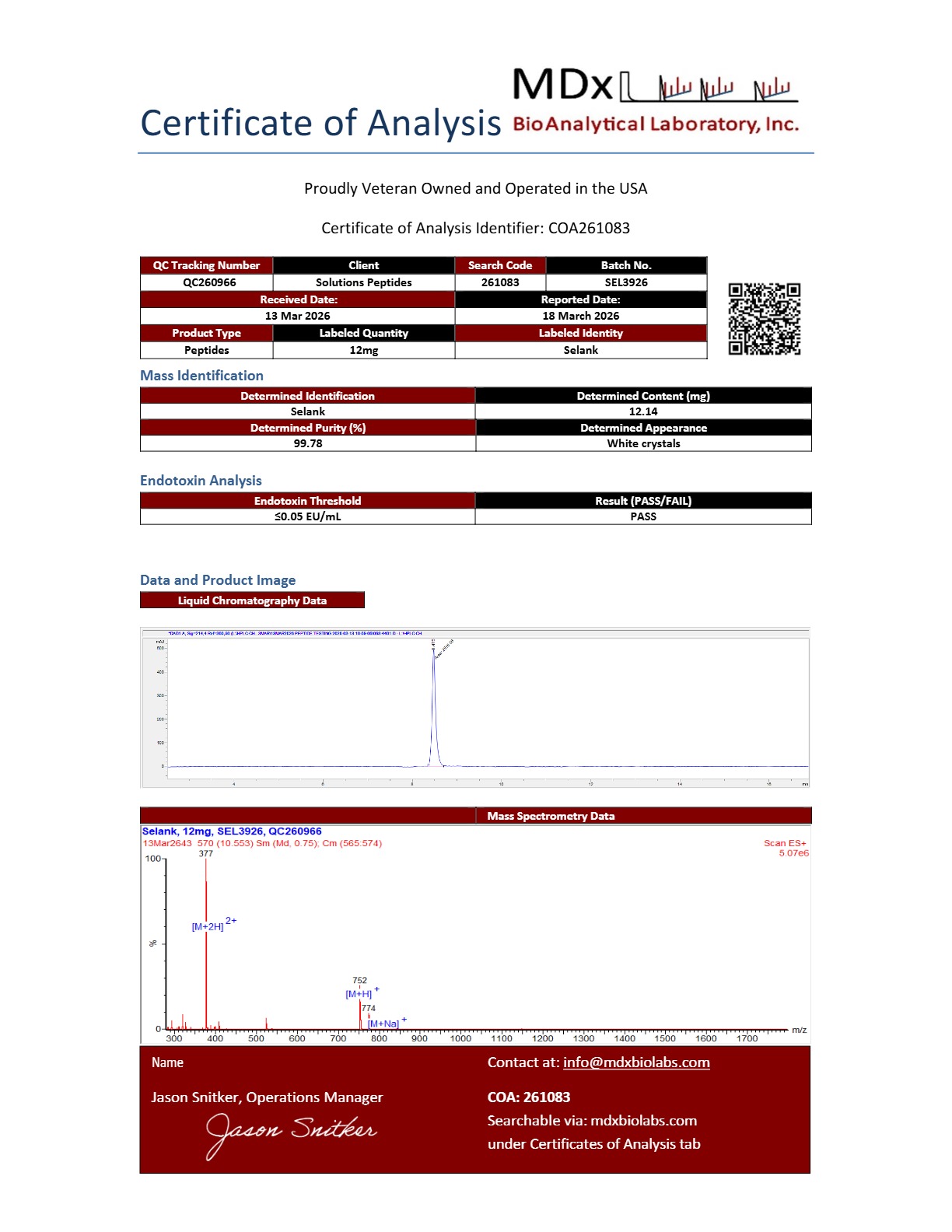 Selank – 10mg (Current batch tested at 12mg)