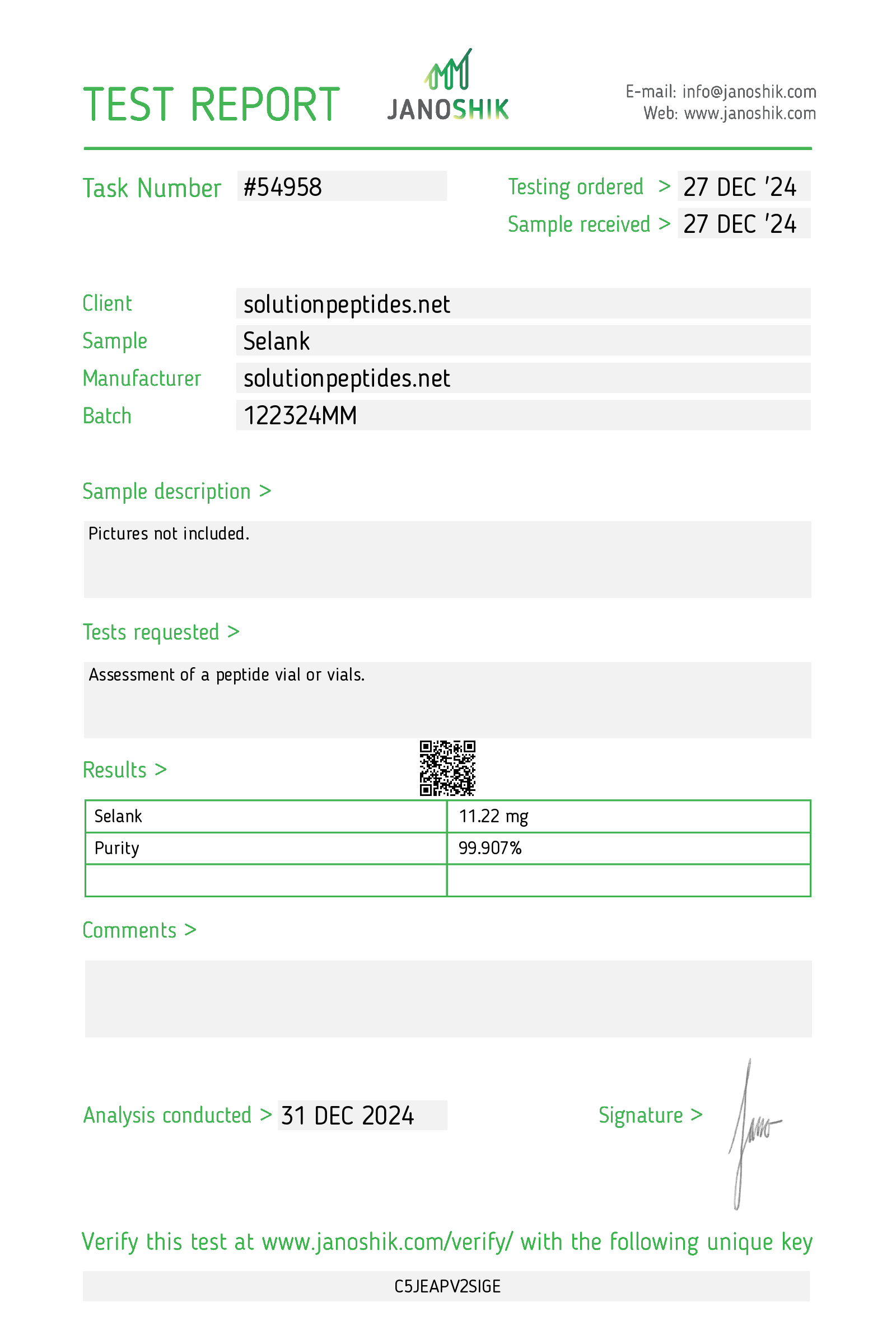 Selank – 10mg (Current batch tested at 12mg) Selank – 10mg (Current batch tested at 12mg)