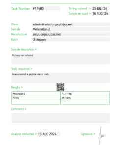 MT2 – 10mg (Current batch tested at 12mg)
