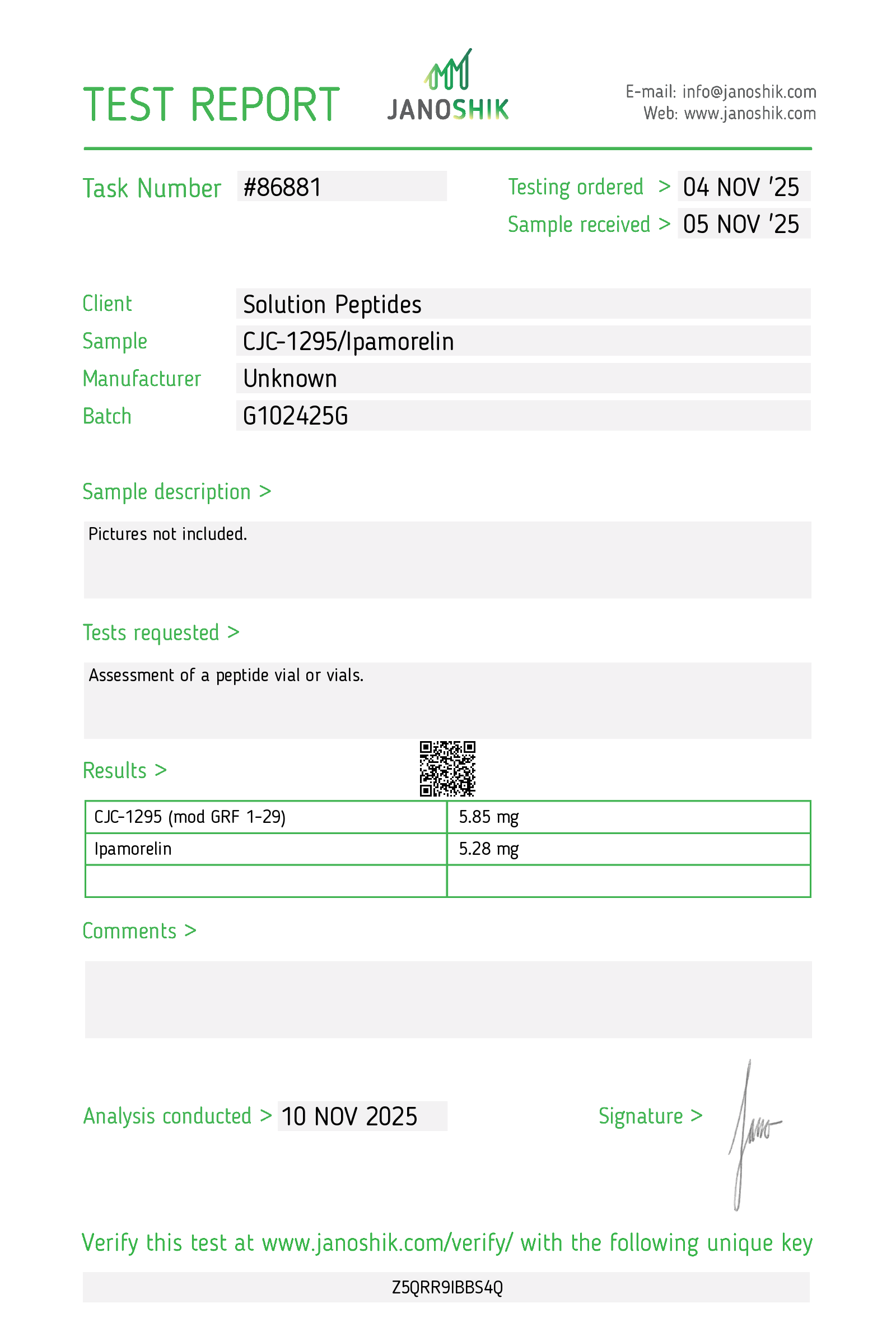 CJC-1295 W/O DAC/Ipamorelin Blend (5mg/5mg) (cjc NO DAC)