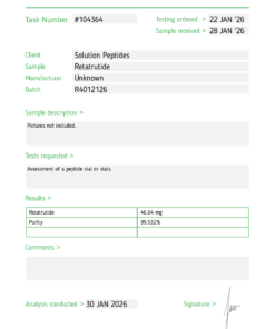 Peptide 3 (R) – 40mg (Current batch tested at 46mg)